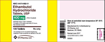 Principal Display Ethambutol 400mg 100ct Bottle Label (Ethambutol 400mg)